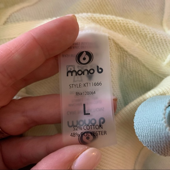 Mono B | Yellow & Green Tie Dye Cropped Hoodie | Sz L - Picture 15 of 16